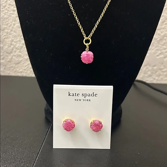 Kate Spade Gold Necklace with Pink Pendant - Picture 2 of 4